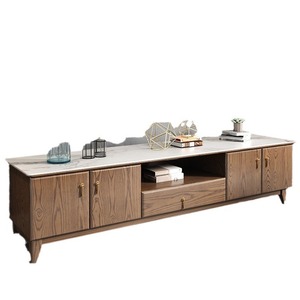 Ensemble <span class=keywords><strong>meuble</strong></span> TV et table basse en bois massif nordique, design moderne pour petites pièces, base <span class=keywords><strong>de</strong></span> rangement extensible avec tiroirs, <span class=keywords><strong>blanc</strong></span> - Product Image 3