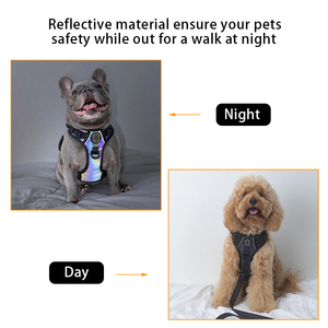 เสื้อกั๊กสายรัดสุนัขพร้อมที่จับสำหรับใช้ตอนกลางคืนสามารถปรับได้เองกลางแจ้งผ้าสะท้อนแสงแบบไม่ดึงมีแสงเรืองแสงได้อย่างปลอดภัย - Product Image 3