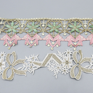 2025 thời trang nhiều màu hoa ren trang trí-Polyester hoa thêu viền cho váy/váy/Hàng thủ công - Product Image 4