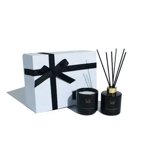 NEWIND Scandinavian Style Christmas Gift Box 100ml Round Bottle Reed Diffuser + 150g Aromatherapy Candle Luxury Gift Set