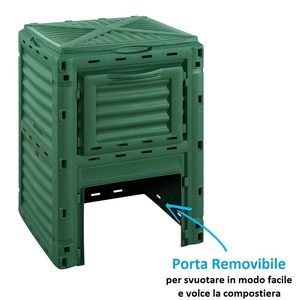 Compostador de Jardín de Plástico Verde de 300L, Contenedor de Compostaje Térmico, Resistente a la Intemperie, para Uso en Exteriores - Product Image 3