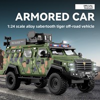 Modèle de véhicule tactique blindé en alliage moulé sous pression à l'échelle 1/24 avec tourelle rotative détachable et effets sonores et lumineux, jouet camouflage