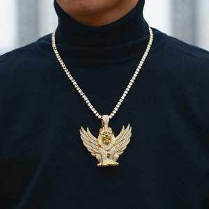 <span class=keywords><strong>Collana</strong></span> con Pendente a Disco Dorato con <span class=keywords><strong>Leone</strong></span> Re, Gioielli Hip Hop con Zirconi Cubici, Vendita all'Ingrosso - Product Image 4