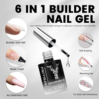 YOKEFELLOW Gel Constructeur d'Ongles 16ml Sans HEMA Sans TPO Transparent en Bouteille 6 en 1 Gel de Construction d'Ongles Multi-usages
