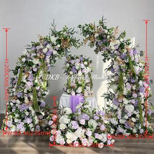 Arche de fleurs artificielles pour mariage en plein air, décoration personnalisée, arche de fleurs artificielles violettes, arche de mariage pour décoration de mariage - Product Image 2