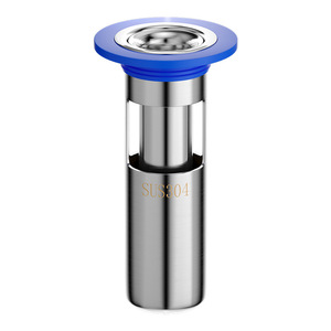 Tapa de desagüe de suelo de acero inoxidable de 80 mm, cilíndrica, antiolores, filtro de desagüe para baño, tipo compresión, SUS304 - Product Image 1