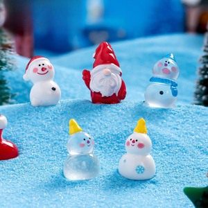 Micro paisaje Navidad <span class=keywords><strong>enano</strong></span> luminoso muñeco de nieve resina pequeño adorno artesanías DIY adorno de nieve Accesorios - Product Image 2