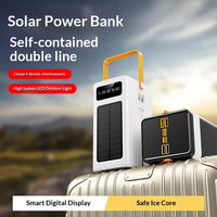 PINUODA Batterie externe solaire ultra grande capacité 20K-80KmAh en plastique avec affichage LED Micro-USB Type-C