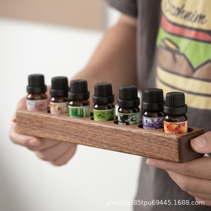 Caja de almacenamiento de aceites esenciales de madera de nogal con 6 compartimentos, expositor para aceites esenciales DoTERRA, organizador rústico - Product Image 1