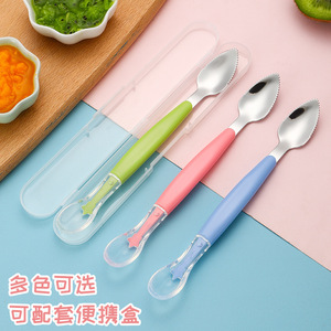Baby Food Spoon 304 Stainless Steel Small Arc Type Double-headed Scraper For 0-12 Months Infant Feeding Utensil - Product Image 5