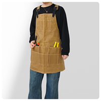 Tablier sans manches en toile épaisse cirée, réutilisable, tendance, multi-poches, rangement, rétro, jardin, outil alimentaire, ceinture