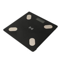 Balance de salle de bain à écran LCD portable Noir Verre trempé de 5 mm Balance numérique intelligente électronique Mesure la balance de graisse corporelle