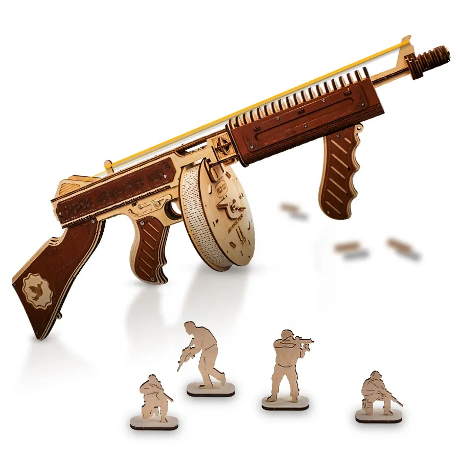 Modello di pistola con elastico in legno 3d giocattoli Puzzle pistola nuove idee di prodotto 2024 la modellazione di artigianato per adulti ingranaggio