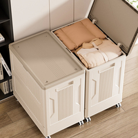 Caja de Almacenamiento Plegable de 90L, Ecológica, de Plástico PP, a Prueba de Polvo, con Ruedas Universales, para Organizar Ropa y Ropa de Cama en el Dormitorio
