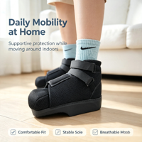 Chaussure de décompression de l'avant-pied de qualité hospitalière, à tige haute, avec protection d'orteil amovible, en maille, à fermeture Velcro, avec cale en TPR, pour blessures aux orteils, chéloïdes et post-chirurgie