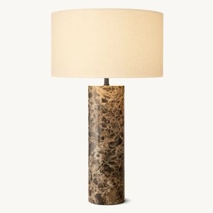 French Style Natural Marble <b>Table</b> <b>Lamp</b> 35x55 Cm Led Light Source E27 Bulb <b>Base</b> For Living Room Bedroom Home Use - Product Image 1