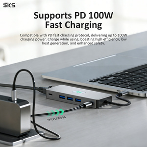 Base de Conexión Hub Tipo-C 10 en 1, Carga Rápida de 100W, <span class=keywords><strong>Ethernet</strong></span> RJ45, 4K para Puertos <span class=keywords><strong>USB</strong></span> 3.0, Aleación de Aluminio, Escáner de Código de Barras - Product Image 6