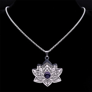 Vente en gros de <span class=keywords><strong>collier</strong></span> pendentif boule en argent ancien avec <span class=keywords><strong>lotus</strong></span> en pierres précieuses à la mode avec chaîne en métal bijoux pour femmes et hommes - Product Image 5