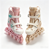 Patins à roulettes 2-en-1 écologiques et ajustables avec coque en PP et panneau en maille à paillettes pour enfants sportifs en salle de sport