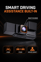 Caméra embarquée 3 canaux 3,18 pouces 4K avant + 1K intérieur + 1K arrière avec WiFi, application, GPS, ADAS, surveillance de stationnement 24h/24 et enregistrement en boucle