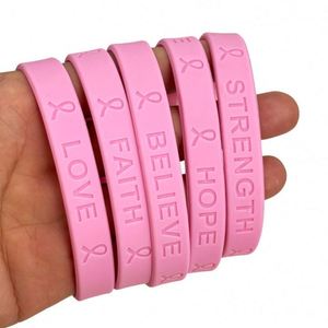 Factory Customize <b>Breast</b> Cancer Prevention Awareness <b>Silicone</b> Custom Logo Information Promotional Rubber Bracelets - Product Image 6