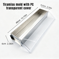 Conteneur à tiramisu en acier inoxydable de qualité alimentaire, moule à dessert rectangulaire avec couvercle transparent pour la pâtisserie à domicile et commerciale