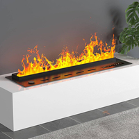 Élégante cheminée encastrée avec meuble TV assorti, flamme LED naturelle et rangement intégré