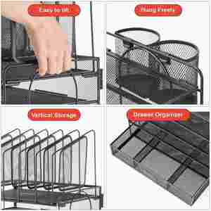 Collect Office Supplies 5 Vertical File <b>Folder</b> Holders Paper Tray Desk Organizers Accessories Storage with Drawer - Product Image 3