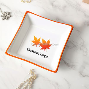 Logotipo personalizado forma lujo borde diseño porcelana cerámica joyería baratija plato bandeja placa para anillo collares decoraciones - Product Image 2