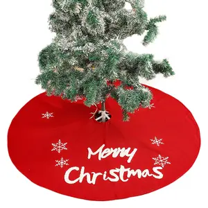 48 Inch Xmas Boom Mat Sneeuwvlok Vrolijk Kerst Geborduurde Pellet Fleece Fluwelen Kerstboom Rokken