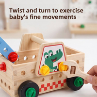 Banc d'outils en bois personnalisé pour enfants, ensemble de boîte à outils portable, jouet éducatif précoce, jeu de rôle de bricolage pour la fixation de vis, pour les jeunes enfants