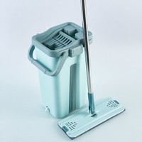 Ensemble serpillière plate et seau, design autonettoyant, tampons en microfibre, serpillière à rebond automatique à 30 degrés pour la maison et la cuisine