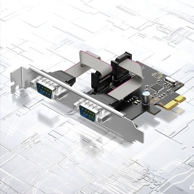 PC0085 PCI-E to 2 Port RS232 Serial Adapter Expansion Card for Desktop Computer & Printer