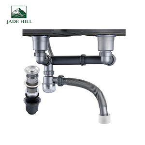 Siphon d'évier de cuisine moderne Jade Hill, tuyau d'évacuation gain de place, siphon bouteille transparent, drain d'évier chromé - Product Image 1