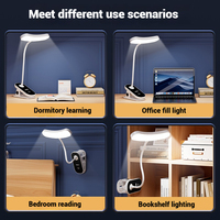 Lampe de bureau LED à pince, rechargeable par USB, portable, protection des yeux, lumière d'étude avec gradation progressive blanc neutre 4100K