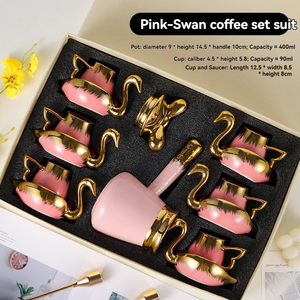 Ensemble tasse et soucoupe en céramique créative en forme de petit cygne électroplaqué, ensemble tasse à expresso et théière, ensemble de tasses à thé et à café pour la maison - Product Image 6