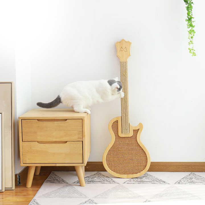 Wholesale Cat Scratching Post Wall Mounted Cat Interactive Toys Sisal Rope Guitar Cat Scratch Pad Toy