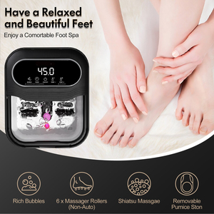 Medical King Foot Spa con calor y masaje y jets Bubble Incluye un masajeador plegable <span class=keywords><strong>de</strong></span> piedra pómez, negro - Product Image 3