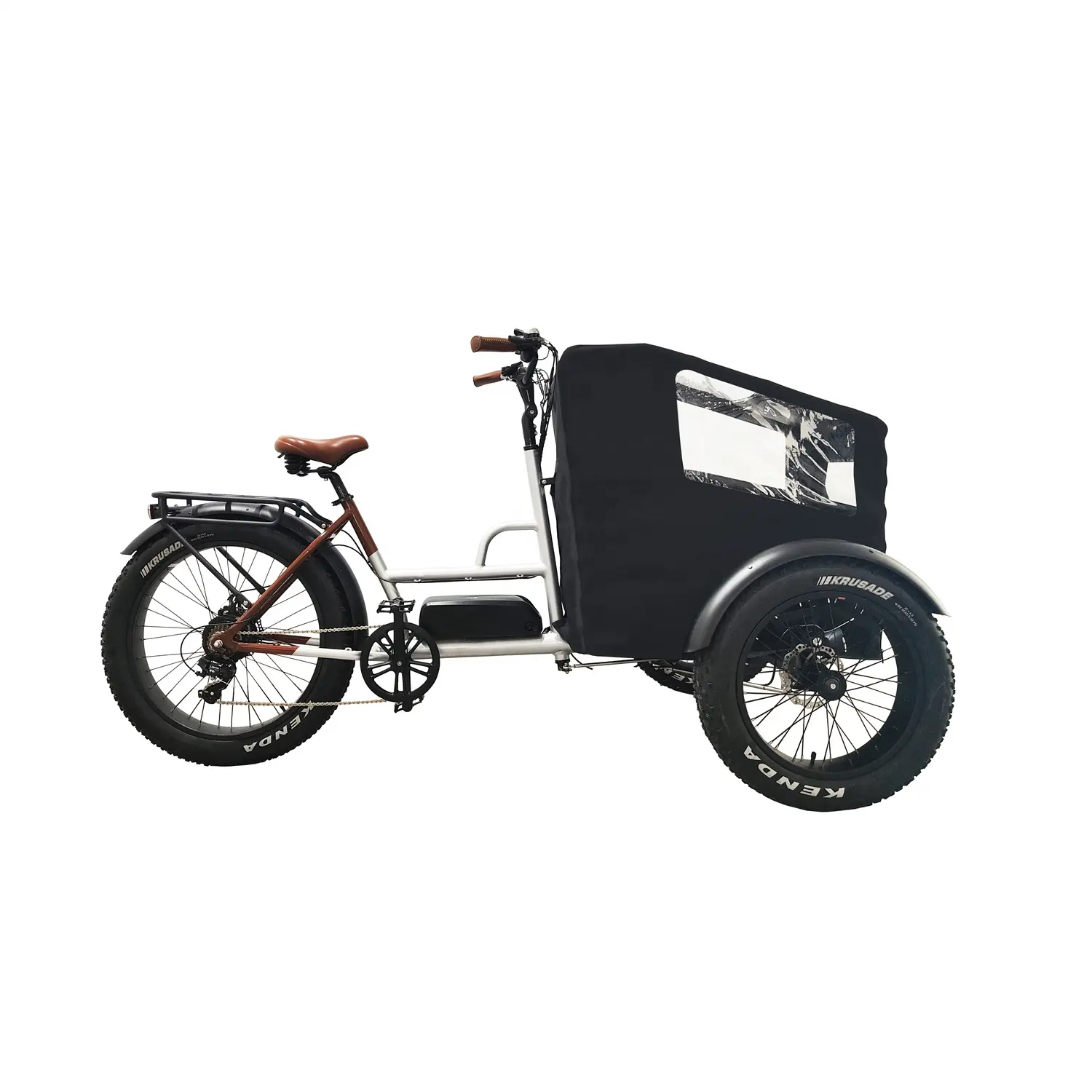 Commercio all'ingrosso 7 velocità 3 ruote 26 "telaio in lega triciclo bici da carico elettrica con copertura anteriore olandese e pioggia