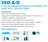 Pompe à eau solaire AC/DC de 3 pouces, pompe submersible sans balais pour puits profond, pompe d'irrigation solaire en acier inoxydable pour ferme