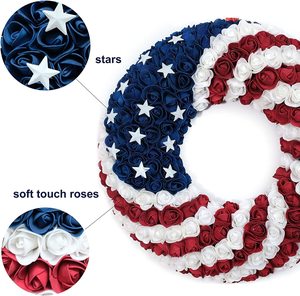 Meilleure Vente : Décoration <span class=keywords><strong>de</strong></span> Porte en Mousse Fleurie Patriotique, Rouge Blanc Bleu, pour la Fête <span class=keywords><strong>de</strong></span> l'Indépendance, Décoration <span class=keywords><strong>de</strong></span> Porche, Décoration <span class=keywords><strong>de</strong></span> Maison pour les Fêtes - Product Image 5