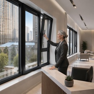 Petite fenêtre à battant et à bascule en aluminium vitré pour maison individuelle, avec système de ventilation, verrouillage multiple, pour éclairage naturel, installation économique, ouverture vers l'intérieur, format compact - Product Image 1