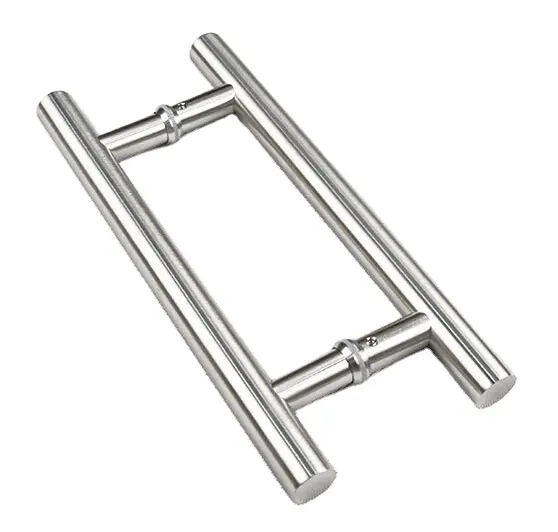 Custom stainless steel industrial tube pipe glass door pull handle for commercial door