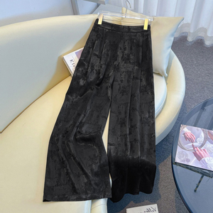 <span class=keywords><strong>Pantaloni</strong></span> Palazzo da <span class=keywords><strong>Donna</strong></span> a Vita Alta in Raso Jacquard Lucido, Gamba Larga, Plissettati, Eleganti, Lussuosi, Drappeggiati, Vestibilità Ampia - Product Image 3