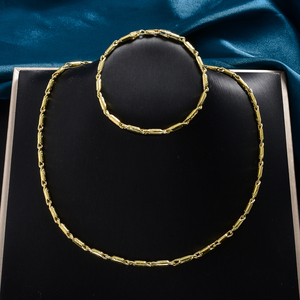 Timeless Sleek Copper 18K Gold Plated Geometric Link Customize Chain Bracelet Designer <b>Locket</b> Luxury Unisex Wedding Fashion Set - Product Image 1