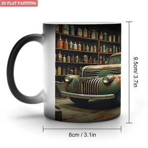 Frosted Black <b>Ceramic</b> Mug 11oz Heat Color Changing Magic Drinking <b>Cup</b> - Product Image 1