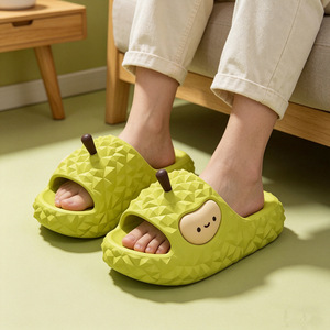 Cute Cartoon Durian Slippers For Women Thickened Non Slip Soft Sole Indoor Home Wear Size 36 41 Yellow Green - Product Image 3