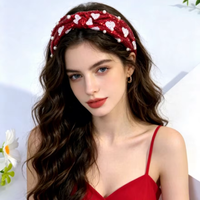 Bandeau à cheveux en forme de cœur avec nœud à paillettes et motif cœur brillant, accessoire de cheveux festif et mignon pour mariage, adapté aux femmes, taille 3 cm