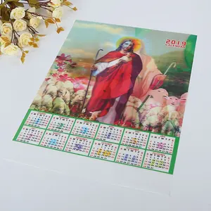 Calendario de pared de plástico, impresión Lenticular 3D, tamaño personalizado, 2022, 2023