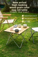 Ensemble table et chaises pliantes d'extérieur en alliage d'aluminium Tench AL16 avec logo personnalisé, 3 pièces, portable, résistant à la corrosion, type « egg roll »